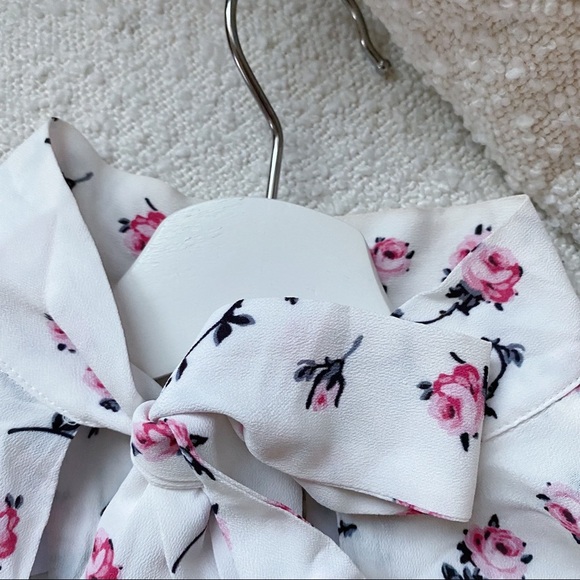 NWT BROGNANO Floral Bow Tie Blouse in White XS 38 - Picture 8 of 11
